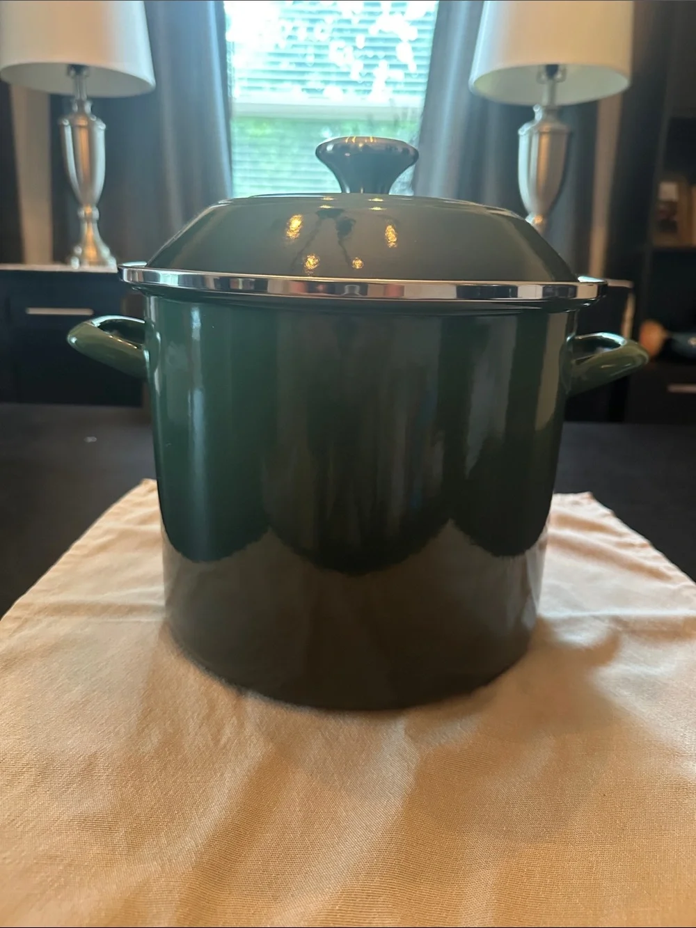Le Creuset Enamel Stock Pot with Lid - Artichaute 10 QT